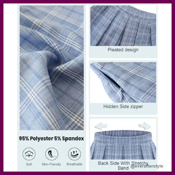 Stretchy Pleated Mini Skirt A-Line Swing Skater Versatile Chic Y2K - Picture 7 of 7